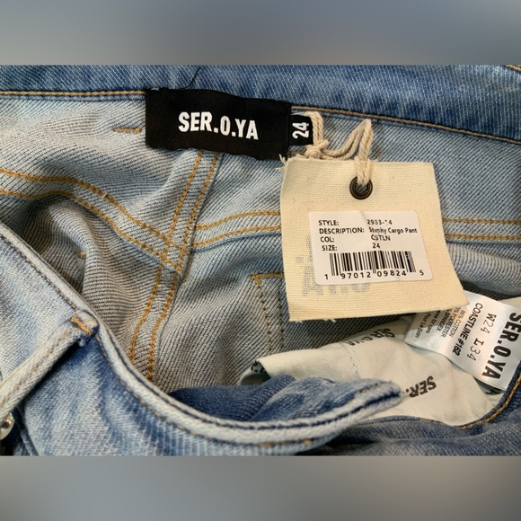 Free People by SER.O.YA Stephy Cargo Pants Jeans - Size 24 - Picture 11 of 13